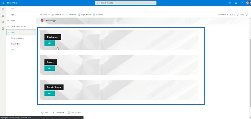 Menambah Navigasi Senarai SharePoint