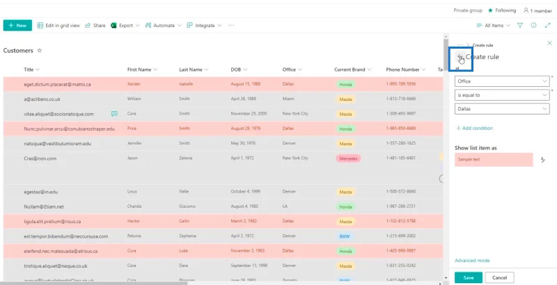 Panduan Pemformatan Senarai SharePoint