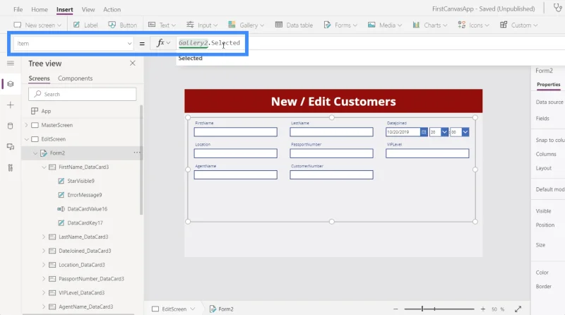 Skrin Butiran MS Power Apps Dan Skrin Borang