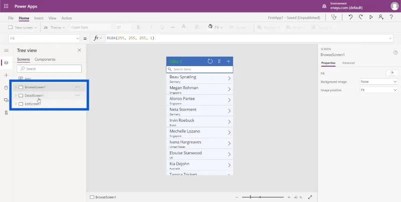 Borang Power Apps Dan Kad Data Dalam Skrin Butiran