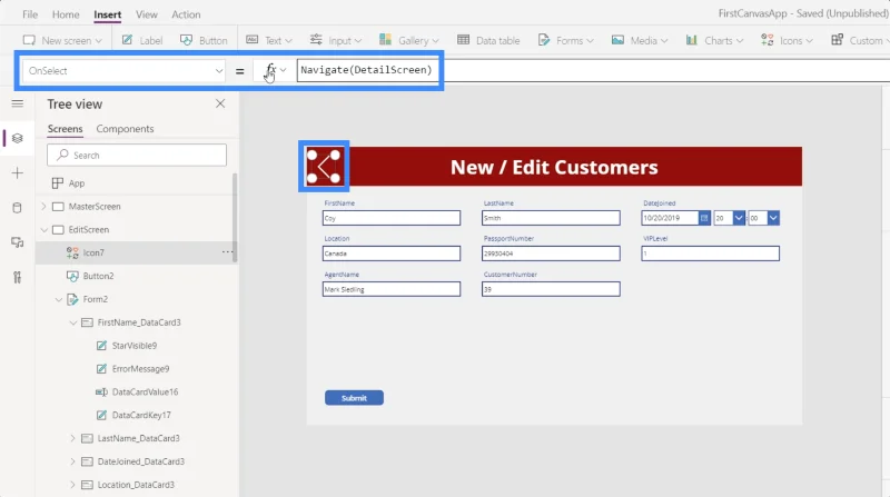 Skrin Butiran MS Power Apps Dan Skrin Borang
