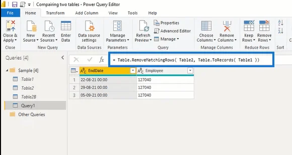 Comparaison de tables dans Power Query | Tutoriel LuckyTemplates