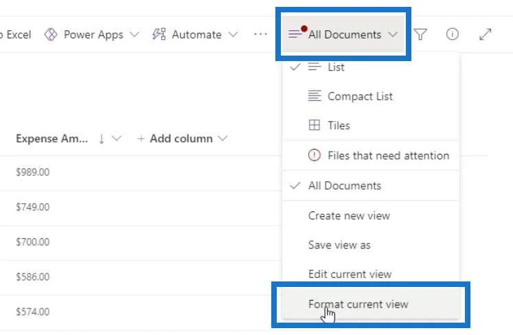Lihat Pemformatan Dalam SharePoint