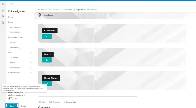 Menambah Navigasi Senarai SharePoint