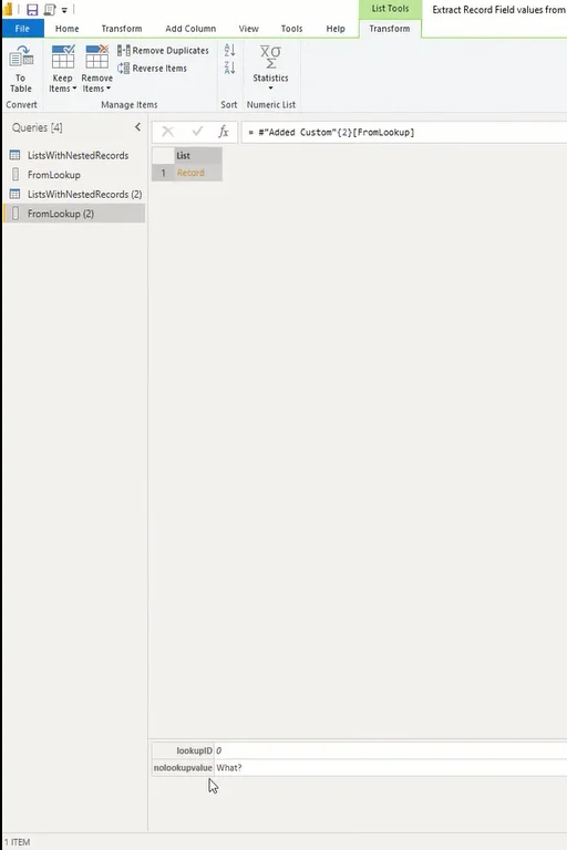 Tutorial do Editor do Power Query: extrair valores de campo de registro de listas