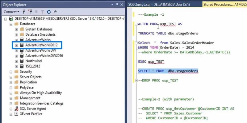 Prosedur Tersimpan Dalam SQL |  Gambaran keseluruhan