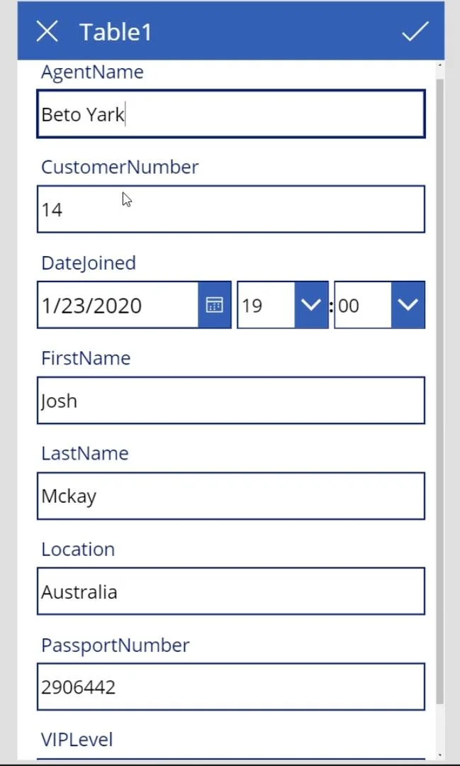 Skrin PowerApps: Mengedit Dan Mengemas kini