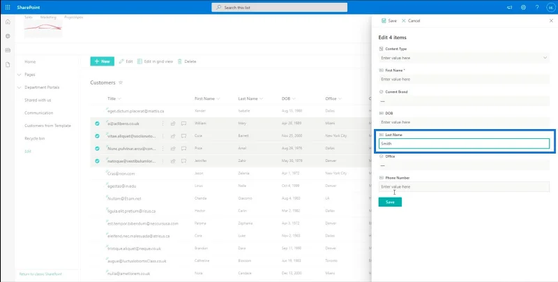 รายการ SharePoint: การแก้ไขรายการเดียวและหลายรายการ