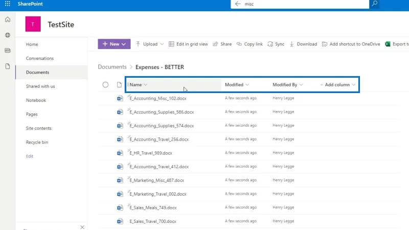 Hinzufügen von Metadaten in SharePoint mithilfe von Spalten
