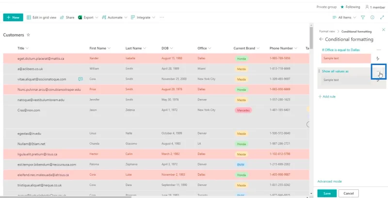 Panduan Pemformatan Senarai SharePoint