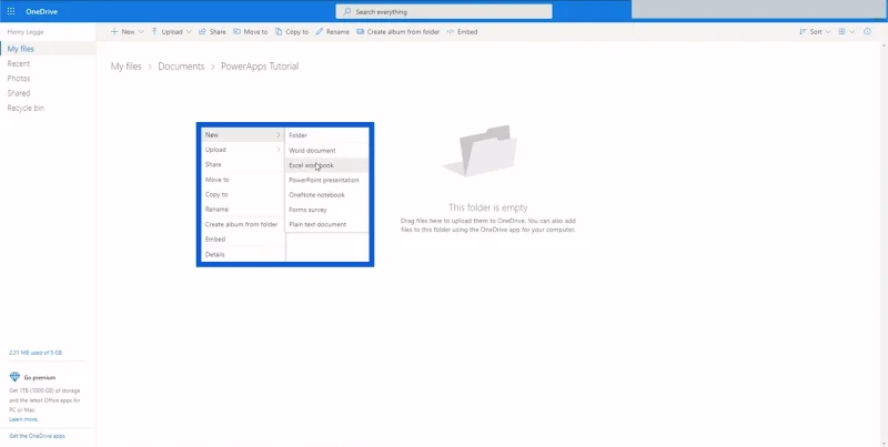 Persediaan Persekitaran Power Apps: Sambung Ke OneDrive & Google Drive