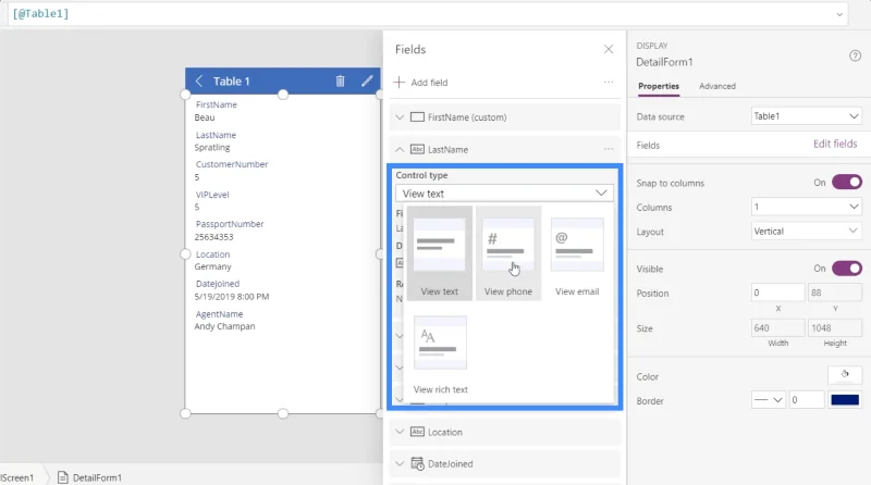 Borang Power Apps Dan Kad Data Dalam Skrin Butiran
