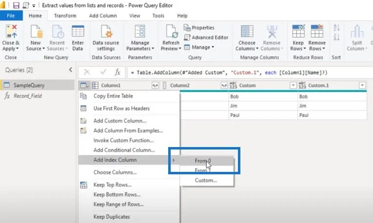 Ekstrak Nilai Daripada Rekod Dan Senarai Dalam Power Query