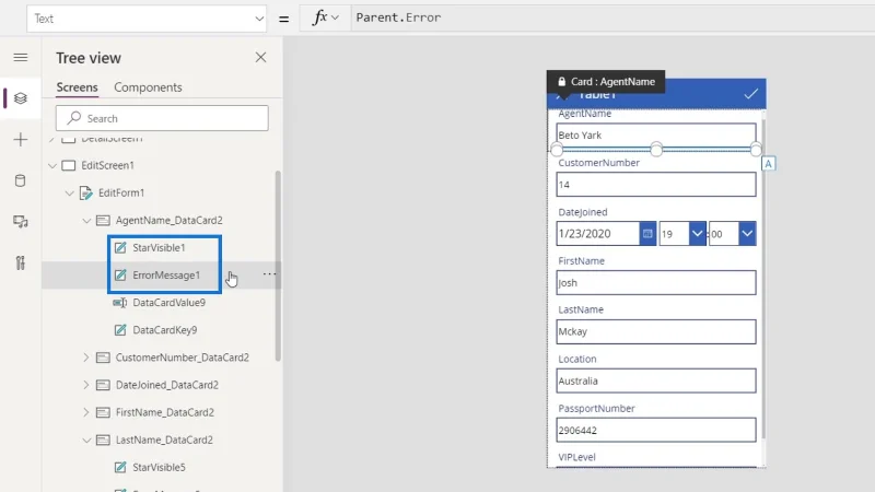Skrin PowerApps: Mengedit Dan Mengemas kini