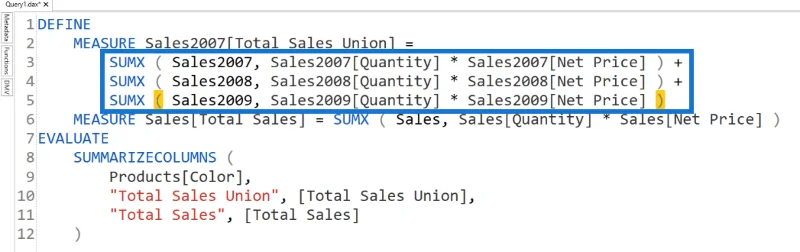 Fungsi UNION DAX Vs Power Query