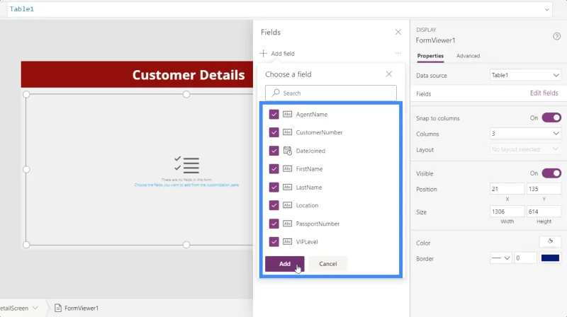 Skrin Butiran MS Power Apps Dan Skrin Borang
