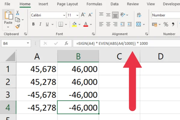 วิธีปัดเศษเป็นพันที่ใกล้ที่สุดใน Excel