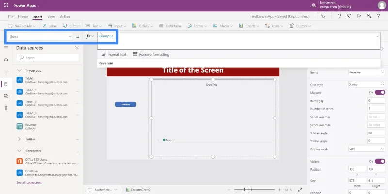 Carta PowerApps, Graf Dan Imej Dinamik
