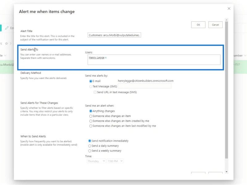 การตั้งค่าการแจ้งเตือนรายการ SharePoint