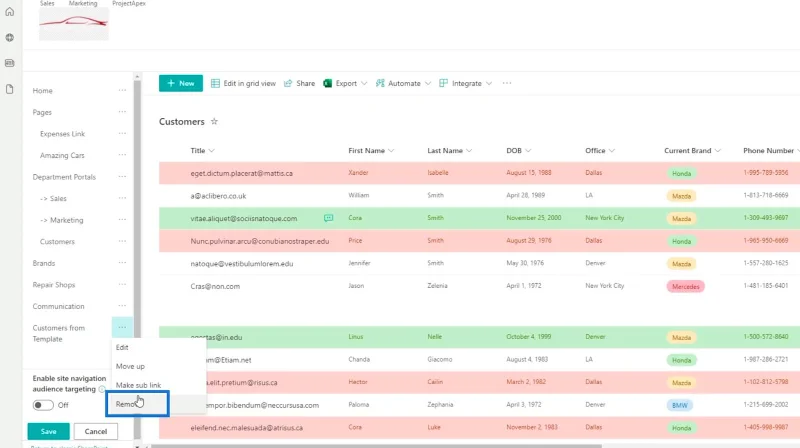 Menambah Navigasi Senarai SharePoint