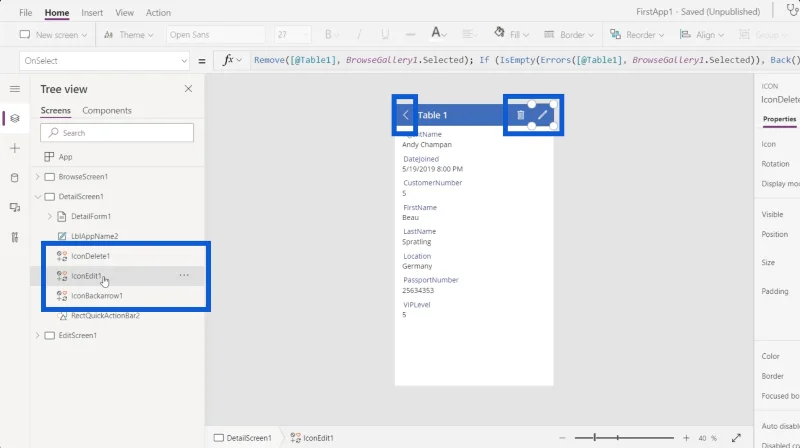 Borang Power Apps Dan Kad Data Dalam Skrin Butiran