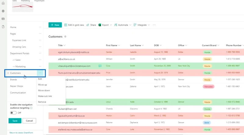 Menambah Navigasi Senarai SharePoint