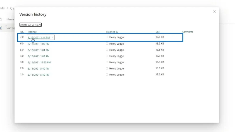 Versionierung in der SharePoint-Dokumentbibliothek