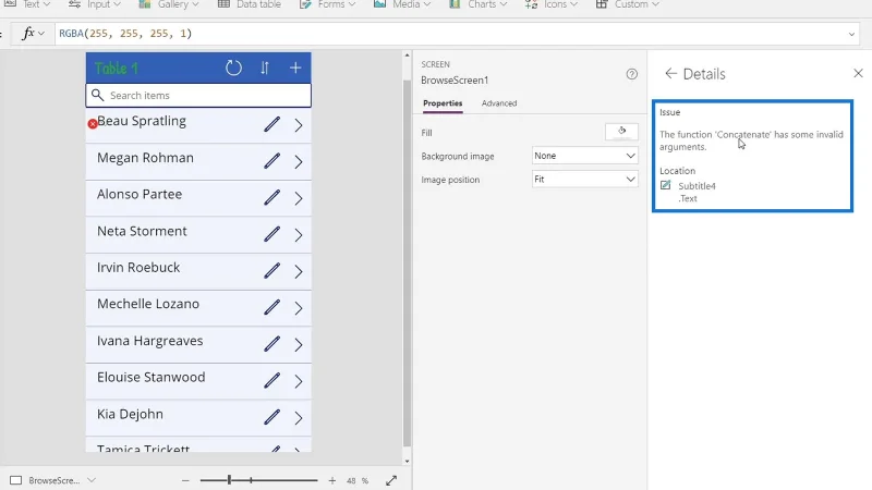 Tutorial Microsoft Power Apps |  Menyemak Ralat