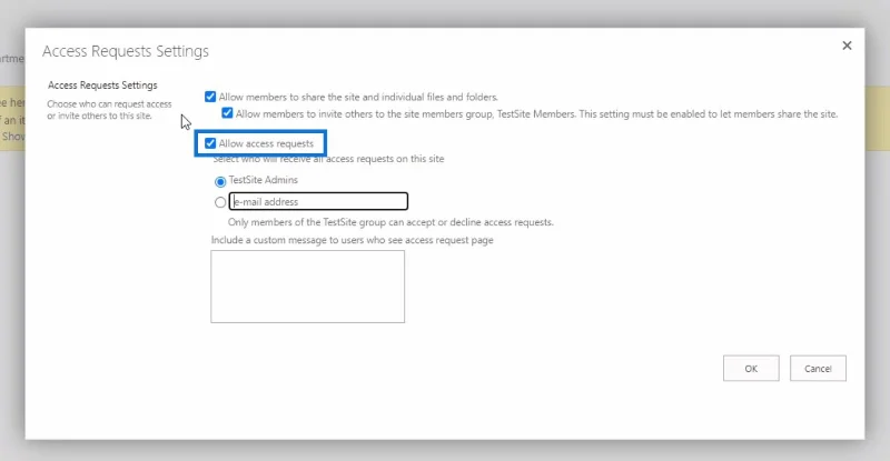 Penyesuaian Permintaan Akses Laman SharePoint