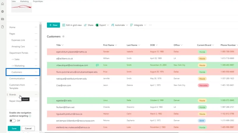 Menambah Navigasi Senarai SharePoint