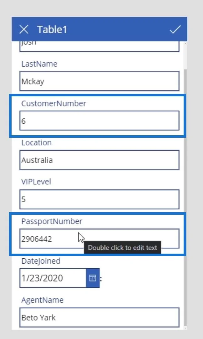 Skrin PowerApps: Mengedit Dan Mengemas kini