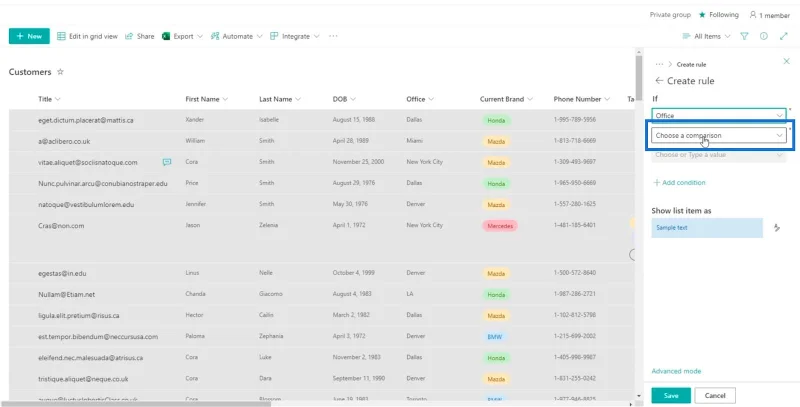 Panduan Pemformatan Senarai SharePoint