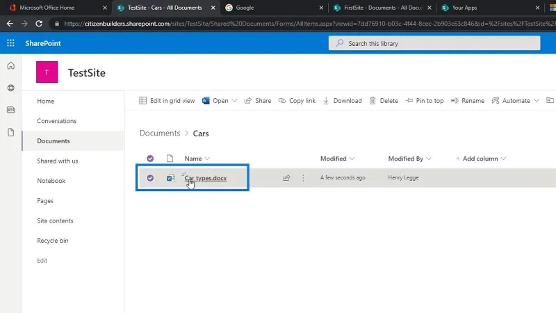 Versionierung in der SharePoint-Dokumentbibliothek