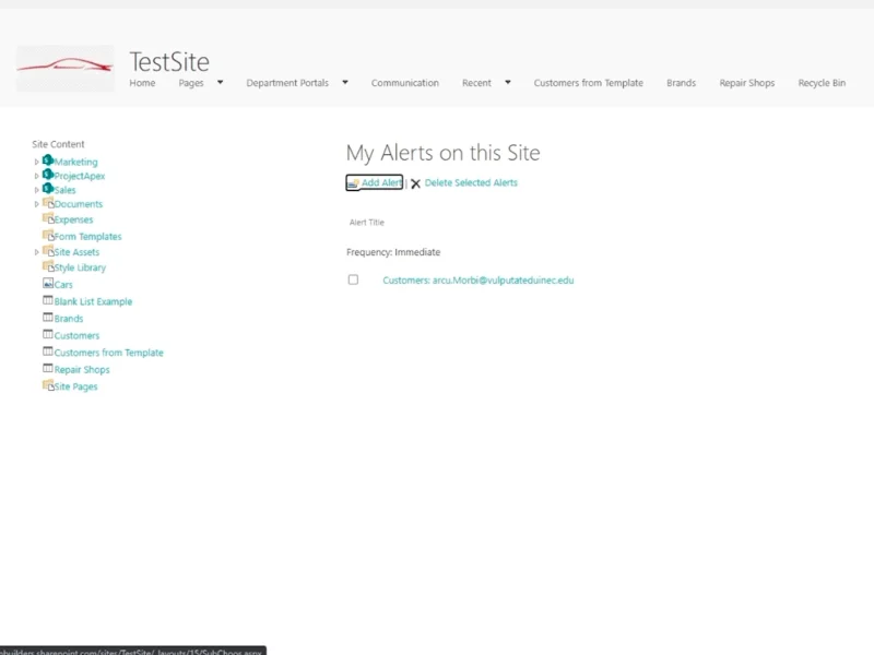การตั้งค่าการแจ้งเตือนรายการ SharePoint