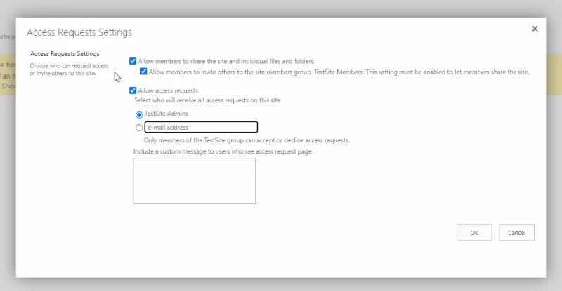 Penyesuaian Permintaan Akses Laman SharePoint