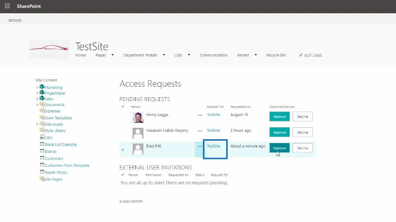 Penyesuaian Permintaan Akses Laman SharePoint