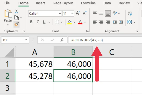 วิธีปัดเศษเป็นพันที่ใกล้ที่สุดใน Excel