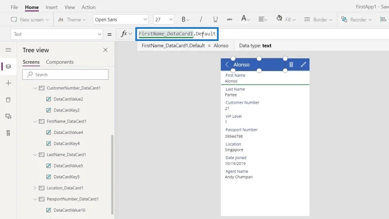 Kad Data PowerApps Dan Tugasan Harta