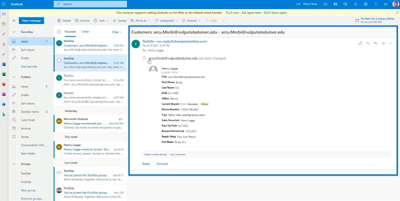 การตั้งค่าการแจ้งเตือนรายการ SharePoint