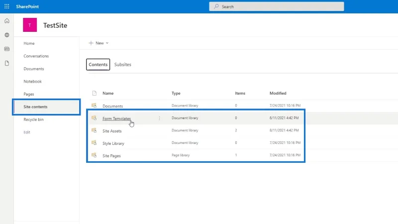 Tapak SharePoint |  Reka Letak Dan Panduan Menu