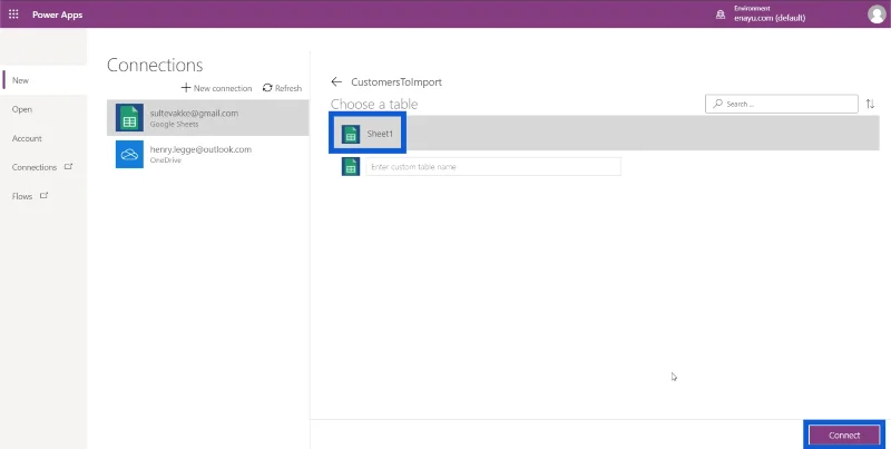 Persediaan Persekitaran Power Apps: Sambung Ke OneDrive & Google Drive