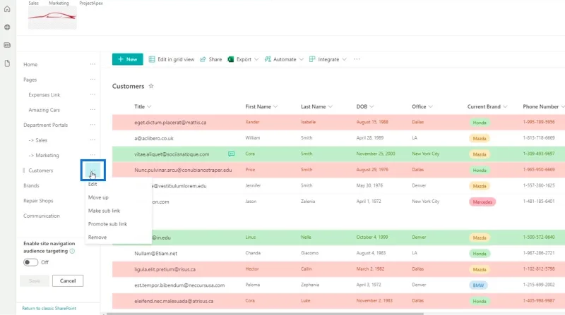 Menambah Navigasi Senarai SharePoint