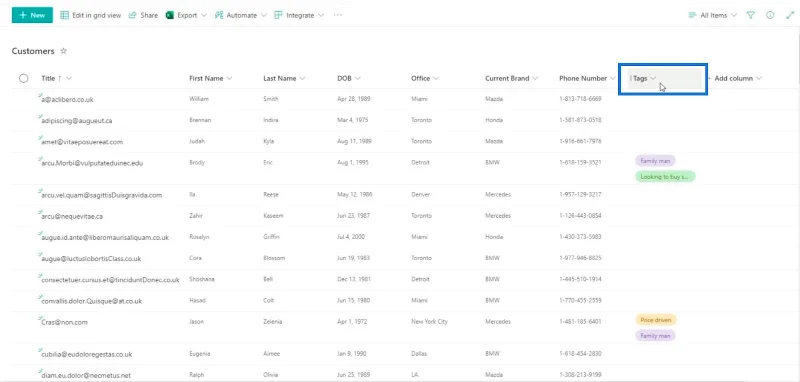 Hinzufügen eines SharePoint-Auswahlfelds zu einer Liste