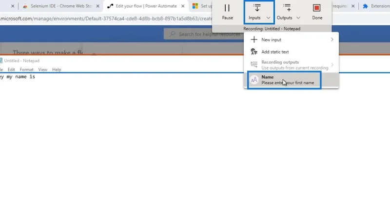 Input Aliran UI Dalam Microsoft Power Automate