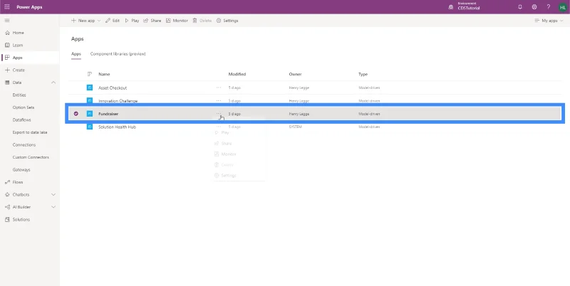 Apl Didorong Model Power Apps: Persediaan Persekitaran Dan Navigasi
