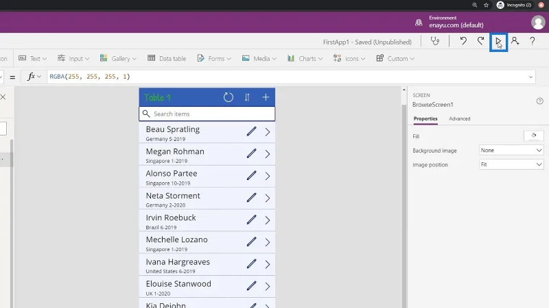 Gambaran Keseluruhan Konteks Navigasi PowerApps