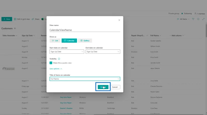 มุมมองปฏิทินรายการ SharePoint