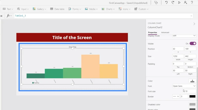 Carta PowerApps, Graf Dan Imej Dinamik
