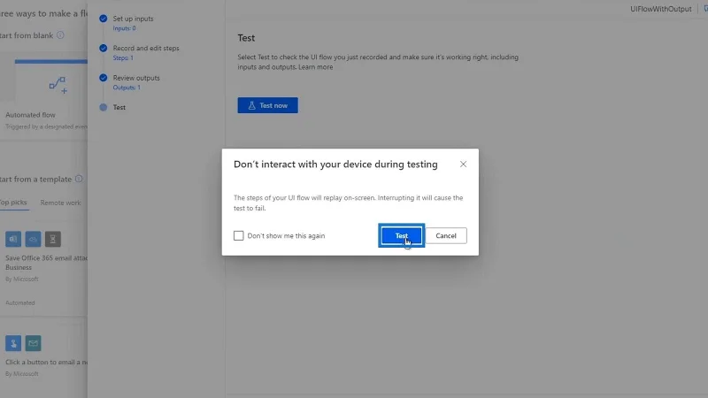 Output Aliran UI Dalam Automate Kuasa