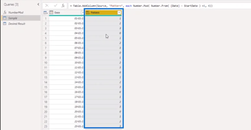 Power Query M: Corak 0-1 Bergantian Dalam Jadual Tarikh